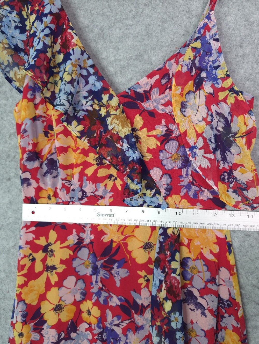 Lulu's Radiant Ruby Red Floral Print Chiffon Maxi Dress - Picture 8 of 9